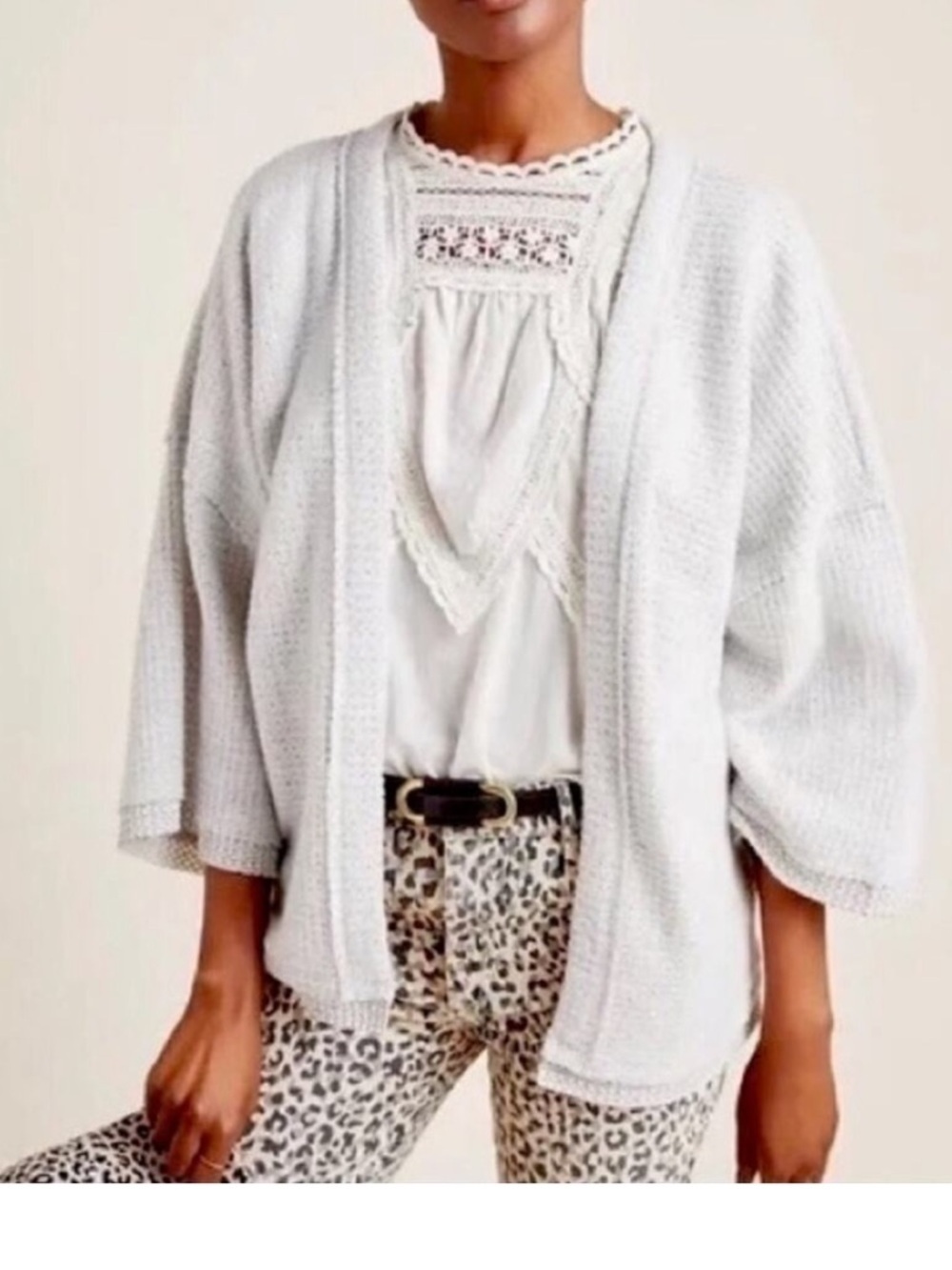 Anthropology Maeve Lia Hacci Kimono cardigan waffle knit sweater
